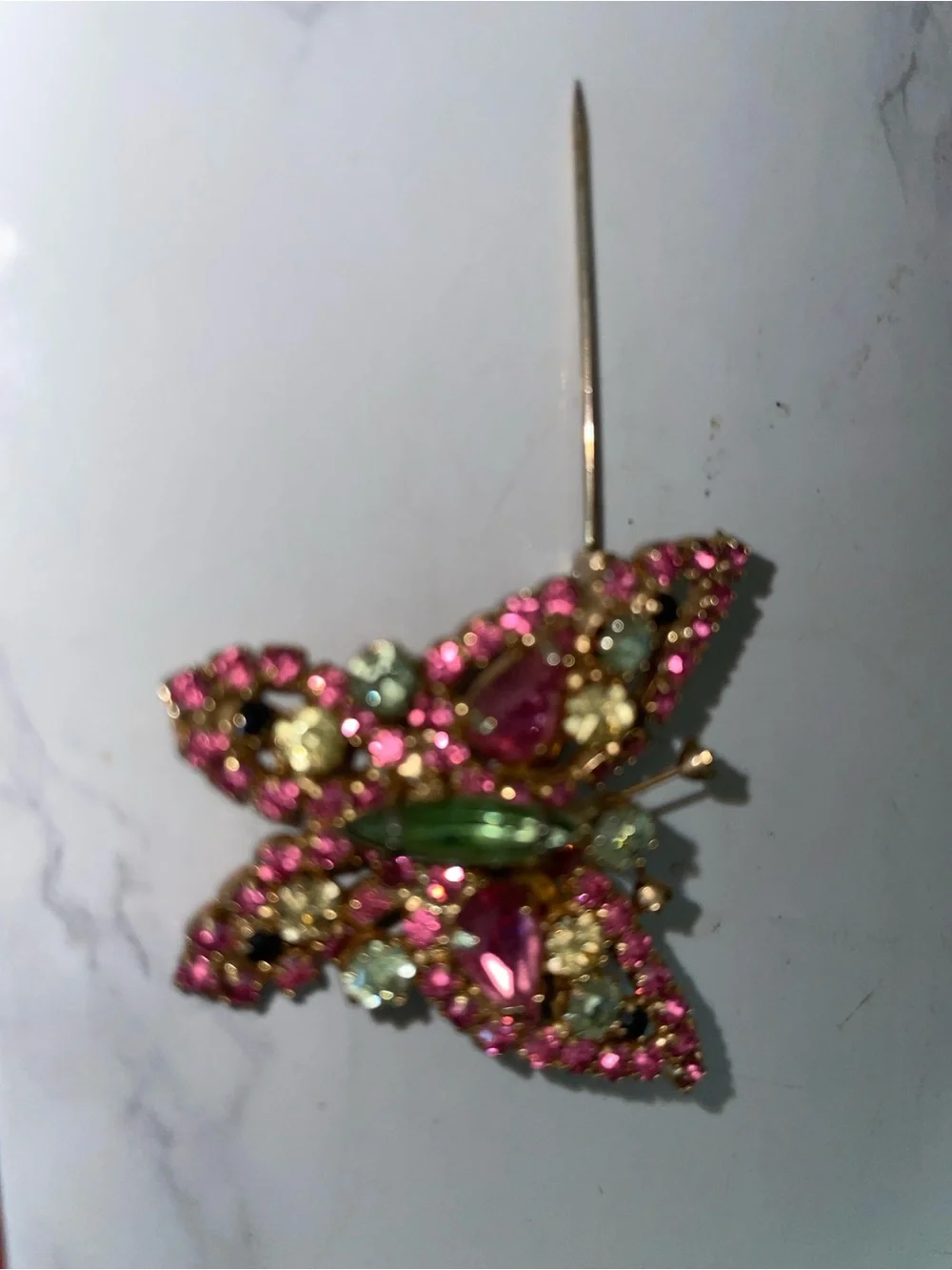 Pink Crystal Butterfly Brooch - Women's Jewelry